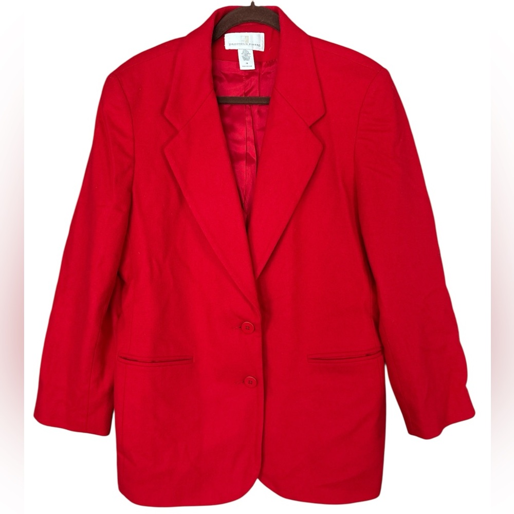 Precious Fibers Red Double Button Blazer Wool Cashmere Size 16